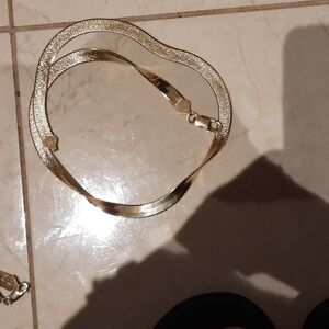 GENUINE 14K YELLOW GOLD OVER STERLING SILVER WIDE! REVERSIBLE HERRINGBONE 18"